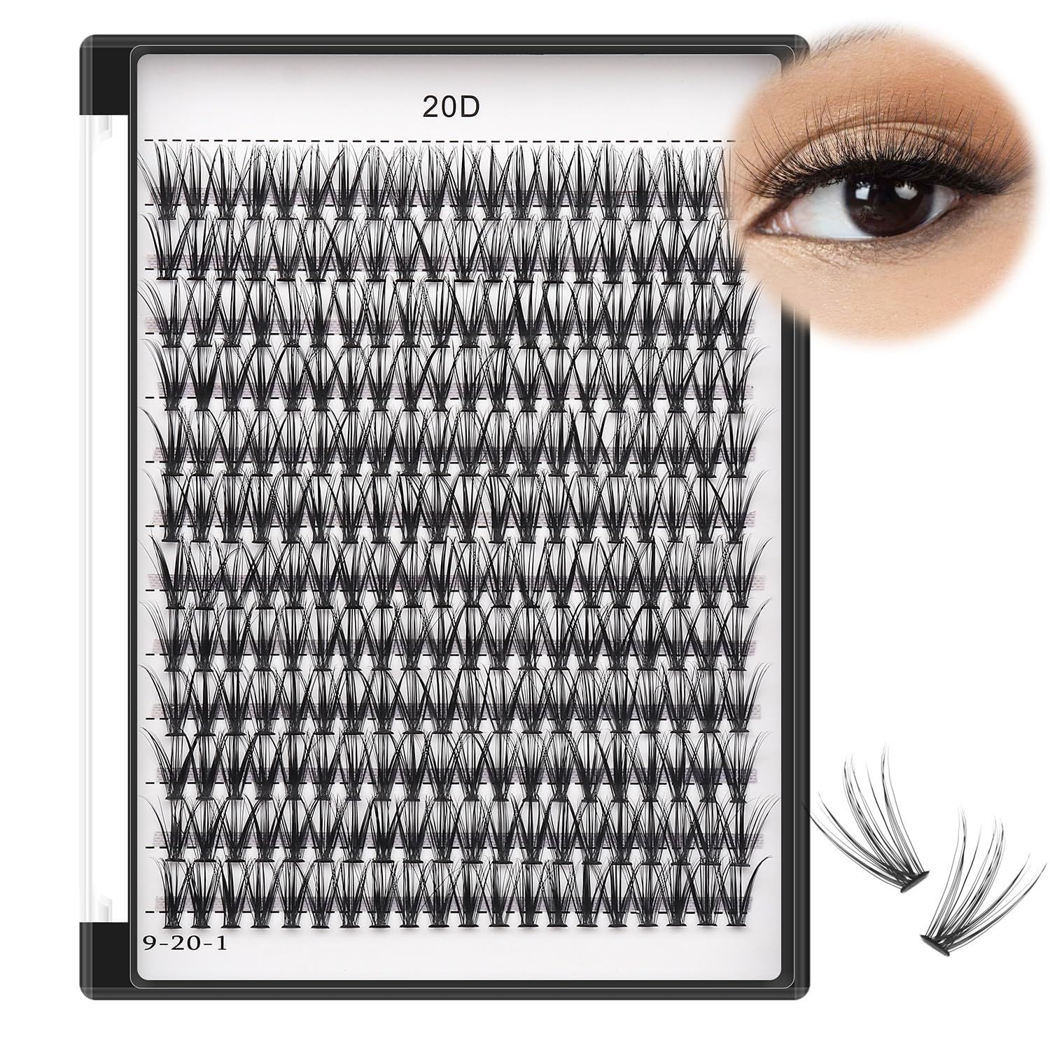 Bodermincer 1 Box Big Capacity 240 bundles 8-10-12-14-16mm Mixed 20D30D40D60D80D100D Eyelash Extensions Strip Eyelashes Individual Lashes Natural Style 8-22mm to Choose (20D-20mm)