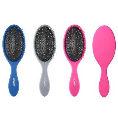 Conair Detangling Hair Brush 3PK - For wet and dry hair - Ideal for all hair types - curly hair brush - hair brushes for women - detangler brush - hair brushes for women - Blue, Pink, Gray Assorted