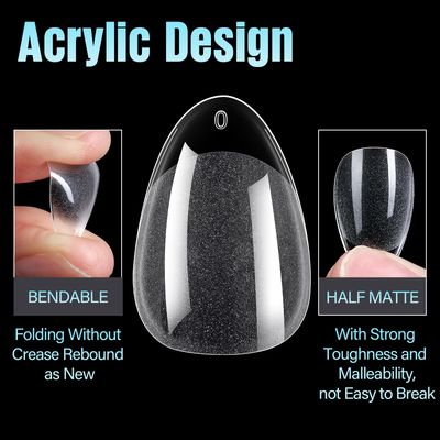 TOMICCA Almond Nail Tips Acrylic False Nails 240Pcs Almond Nails Gel Nail Tips Short Almond Gel x Tips Half Matte Nail Extension Tips Home DIY Nail Salon