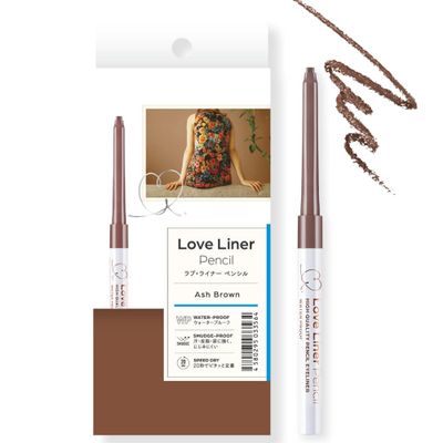 MSH Love Liner Quick Dry Pencil Eyeliner, Smudge-Proof &amp; Waterproof, Japanese Eye Makeup for Sensitive Eyes wBeauty Serum, 0.7 Oz20g, Ash Brown