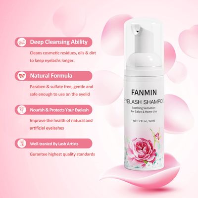 Eyelash Extension Cleanser 60ml Mascara Wand Brush Eyelid Foaming Cleanser,Eyelash Wash and Lash Bath for Extensions,Paraben & Sulfate Free,Makeup Remover,Salon and Home use60ml2fl.oz