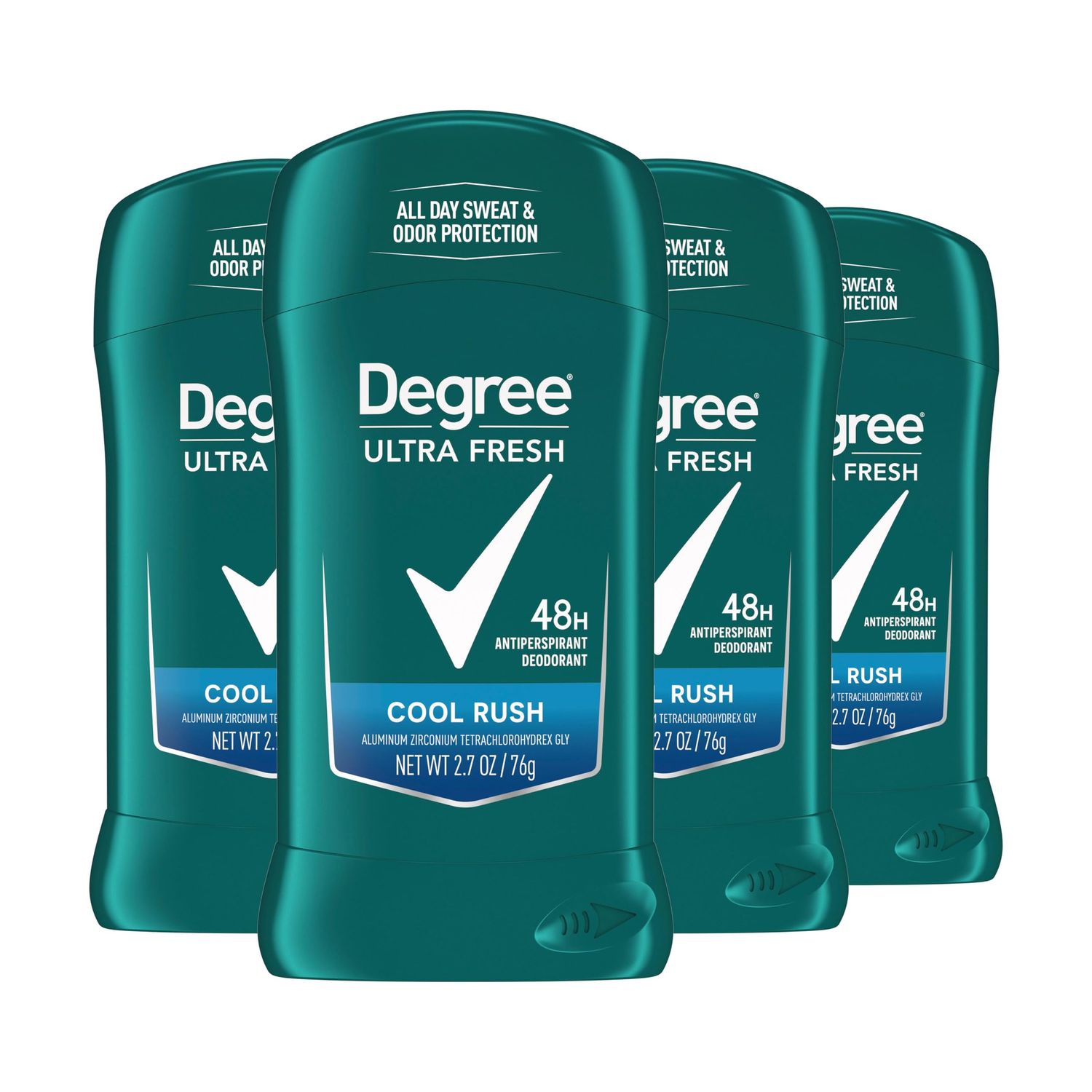 Degree Men Ultra Fresh Antiperspirant Deodorant Stick Cool Rush Pack of 4 for 48H Sweat and Odor Protection for Men, 2.7 oz