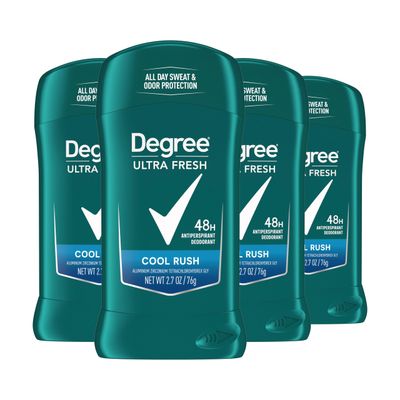 Degree Men Ultra Fresh Antiperspirant Deodorant Stick Cool Rush Pack of 4 for 48H Sweat and Odor Protection for Men, 2.7 oz