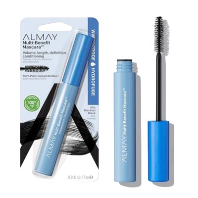 Almay Mascara, Volume, Length, Definition &amp; Conditioning, Eye Makeup Stocking Stuffers for Women, Hypoallergenic, 504 Black Waterproof, 0.24 Oz