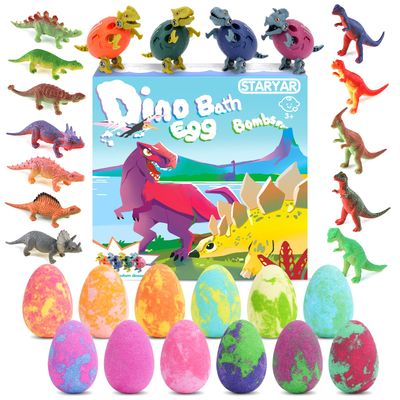 Bath Bombs for Kids with Surprise Toys Inside - 16 Pack Organic Dinosaur Bath Bombs Gift Set, Dinosaur Toys for Kids 3 4 5 6 7 8 9 Years, Bubble Bath Toys, Christmas Gifts, Stocking Stuffers for Kids