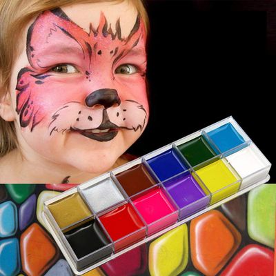 Halloween Body Paint Palette,12 Flash Colors Case Face Body Paint Halloween Party Fancy Dress Oil Painting Art Beauty