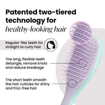 Tangle Teezer Ultimate Detangler Hairbrush, Eliminates Knots & Reduces Breakage, Mini Hair Brush for Travel, Small Hands & All Hair Types, Wisteria Leaf