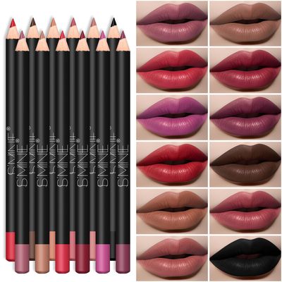 IS&#39;MINE 12PCS Lip Liner Pencil, Nice Color Precise Lining Creamy formula Versatile Long Wood Eyeliner Lip Lining kit (Set A)
