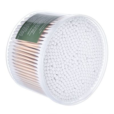 MONCOM Cotton Swabs 500 Count Double Round Thick Tips | Biodegradable Eco-Friendly Strong Wooden Sticks Cotton Swabs For Ears | Firm Qtips cotton swabs | Natural Cotton Buds, 3 inch, One Small box