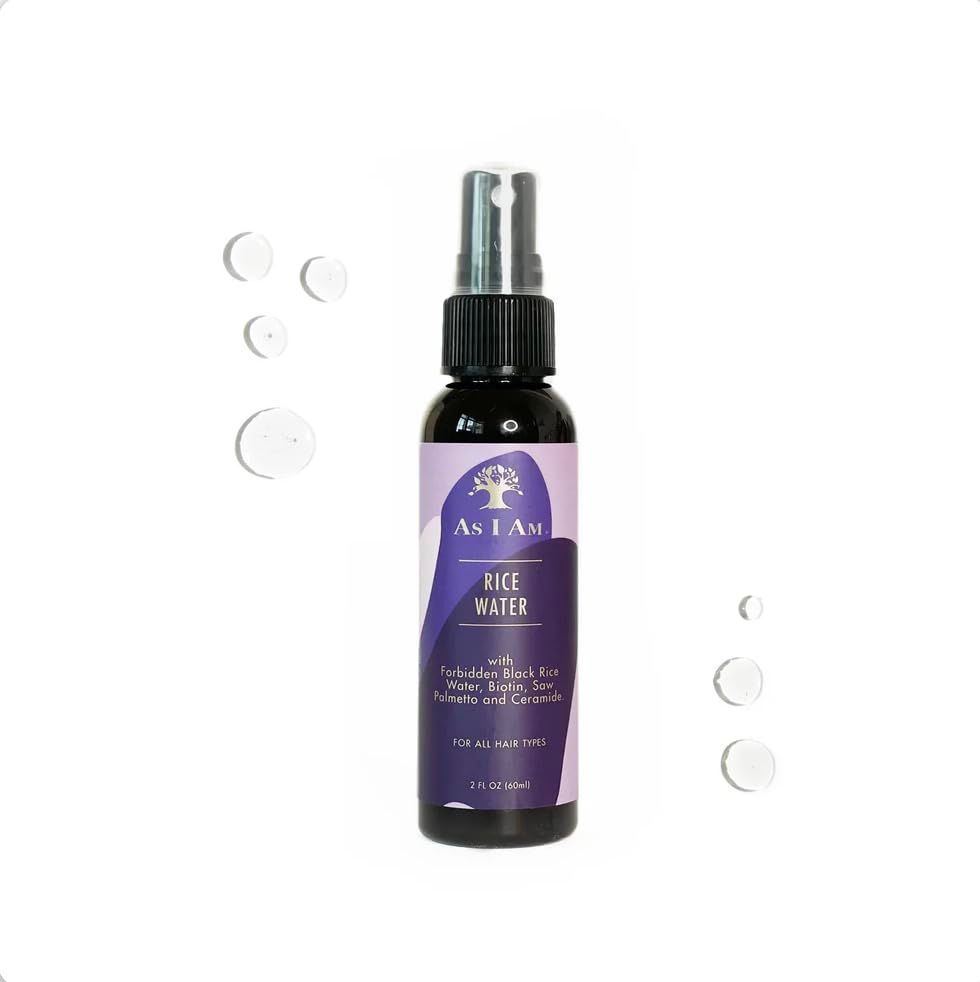 As I Am Hair Spray, Rice Water 2 Fl Oz - with Forbidden Black Rice, Saw Palmetto, Biotin.