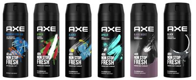 12 AXE body spray deodrant Anit-Aerspirant (12X 150 ml5.07 oz, Mix within the available kinds)