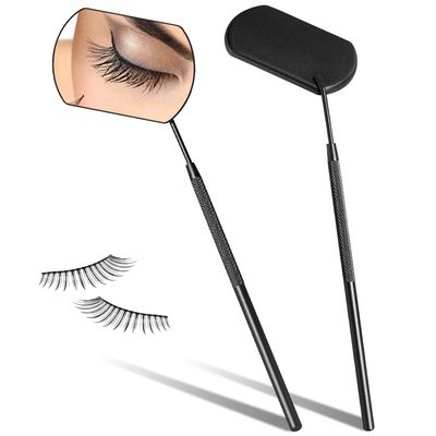 Buqikma Large Lash Mirror for Eyelash Extension Detachable Stainless Steel Eyelash Makeup Mirror 45Angle Design Hand Mirror Eyelash Extensions Accessories for Lash Supplies-Black