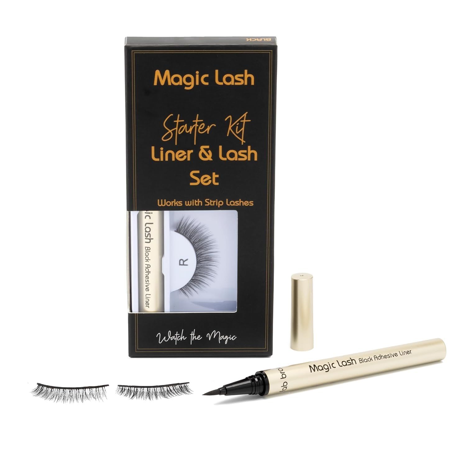 Fab Brows Magic Lash Kit | False Eyelashes &amp; Magic Adhesive Eyeliner | Quick Dry, Easy to Use, All-Day Wear | Natural-Looking, Reusable Strip Lashes | Magnetic Eyelashes Alternative | Glueless Lashes