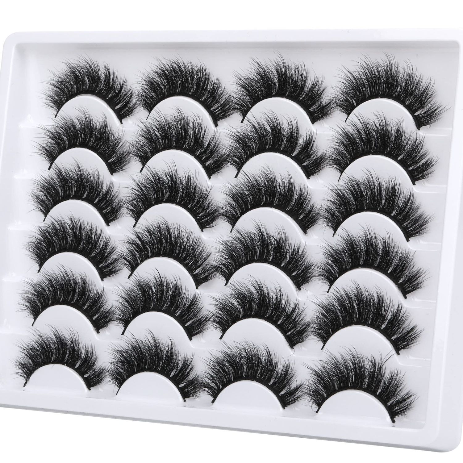 Newcally Eyelashes False Lashes Fluffy 18MM Long Faux Mink Eye Lashes Pack Dramatic Thick Volume Fake Eyelashes 12 Pairs Soft Reusable Lashes Multipack