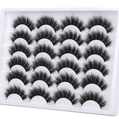 Newcally Eyelashes False Lashes Fluffy 18MM Long Faux Mink Eye Lashes Pack Dramatic Thick Volume Fake Eyelashes 12 Pairs Soft Reusable Lashes Multipack