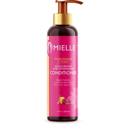 Mielle Organics Pomegranate &amp; Honey Detangling Conditioner, Hydrating &amp; Moisturizer For Dry, Damaged, &amp; Frizzy Hair, Treatment For Thick Curly Wavy Hair Type 4 Hair, 12-Fluid Ounces