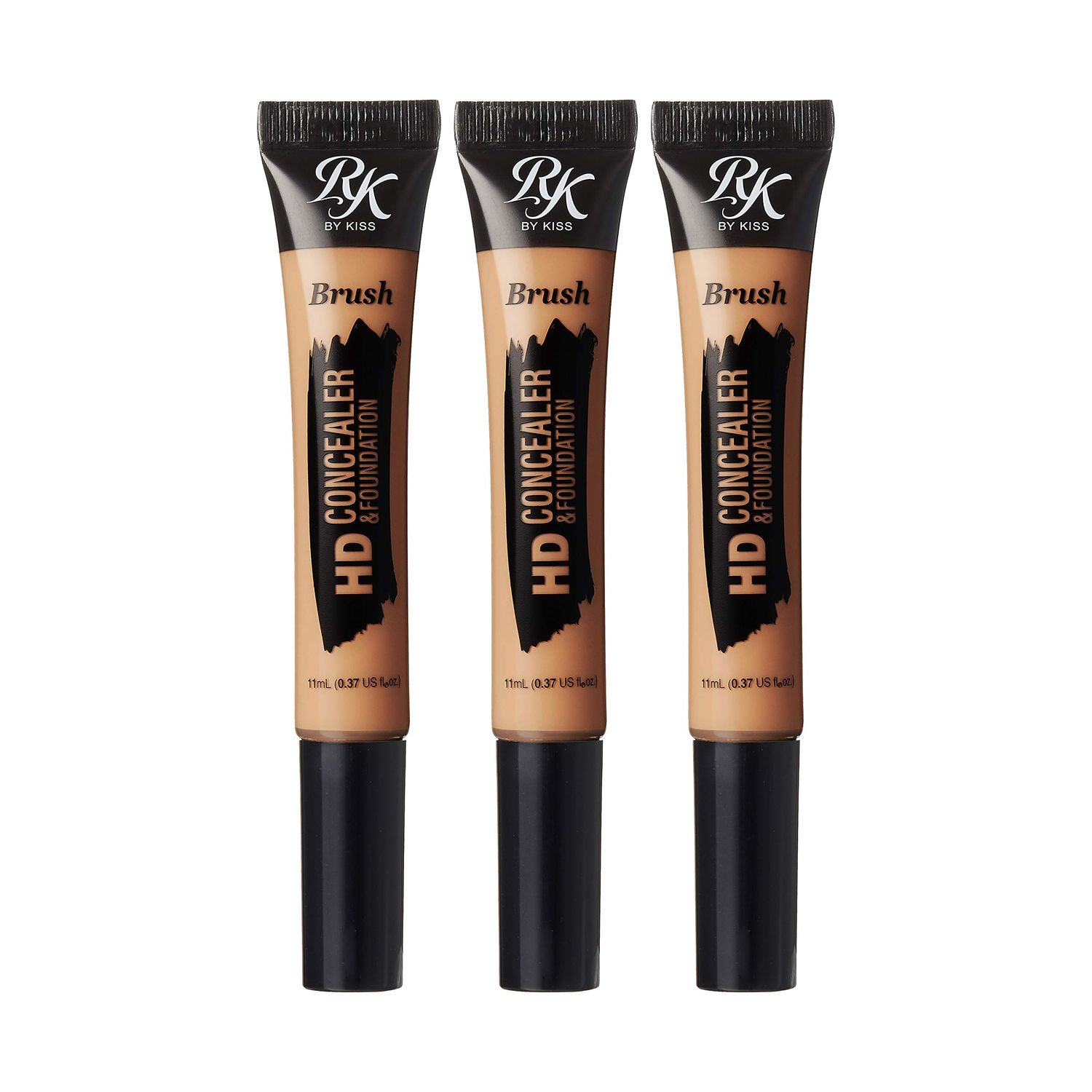 Ruby Kisses HD Concealer &amp; Foundation Brush Flawless Full Coverage Face Makeup Lightweight Highlighter Long Lasting Under Eye Conceals Contour Corrector 3 Pack (Fawn)