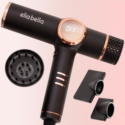 ELLA BELLA Professional Ionic Hair Dryer with Diffuser  Negative Ion Blow Dryer  Suitable All Hair Types  Intelligent Heat Control &amp; Rapid Drying Speeds  Lightweight Design  Low Noise Technology