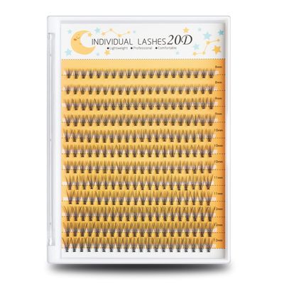FinyDreamy 240pcs Individual Lashes Extension, 20D Volume Mix Pack Cluster Lashes, 8-12mm Mix Lengths C Curl 0.07mm Thickness Professional Makeup Individual Cluster Lashes and Apply Under your Lashes