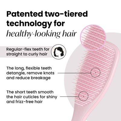 Tangle Teezer Ultimate Detangler Hairbrush for Wet &amp; Dry Hair, Eliminates Knots &amp; Reduces Breakage for All Hair Types, Millennial Pink