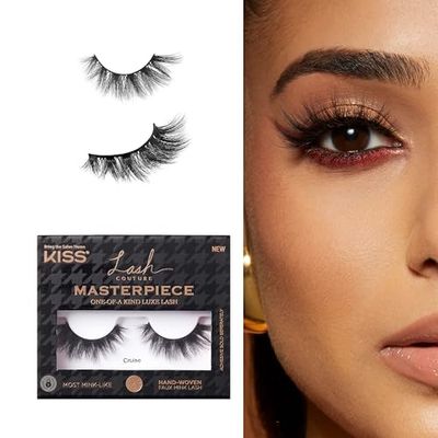 KISS Lash Couture Masterpiece Fake Eyelashes Style 04, Cruise, One-of-a-Kind Luxe Lash, Hand Woven Faux Mink Synthetic False Eyelashes, 1 Pair