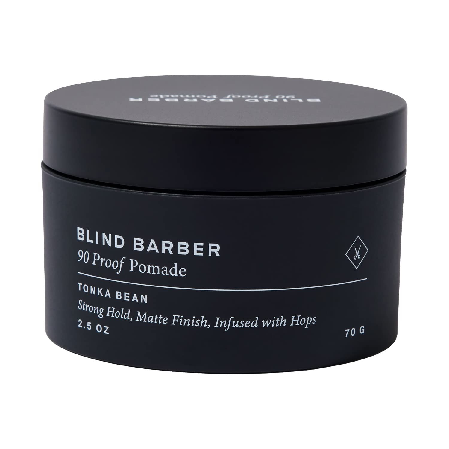 Blind Barber 90 Proof Hair Pomade for Men - Strong Hold, Natural Finish - Water-Based Pomade for Men with Hops &amp; Tonka Bean - Free of Greasy Oils, Easy to Use Matte Pomade - (2.5 Oz)