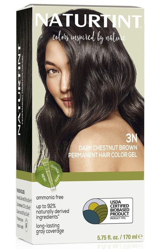 Naturtint 3N Dark Chestnut Brown Permanent Hair Color (Pack of 1), Ammonia Free, Vegan, Cruelty Free, up to 100% Gray Coverage, Long Lasting Results (Packaging may vary)