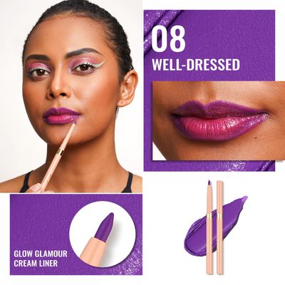 Oulac Matte Purple Lip Liner Pencil, Waterproof Retractable Lipliner Crayon, Smooth and Creamy Long Wearing Lip Makeup, Contour Your Lips, Vegan Beauty, 08 Well-dressed