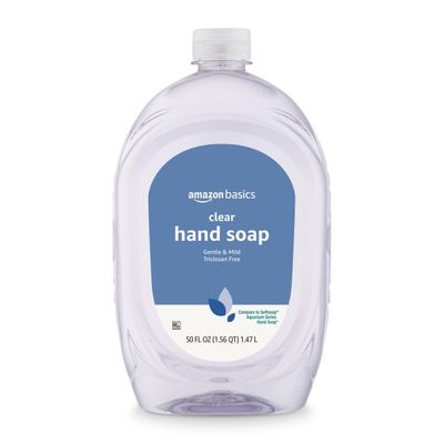 Amazon Basics Gentle &amp; Mild Clear Liquid Hand Soap Refill, Triclosan-free, 50 Fluid Ounces, 1-Pack (Previously Solimo)