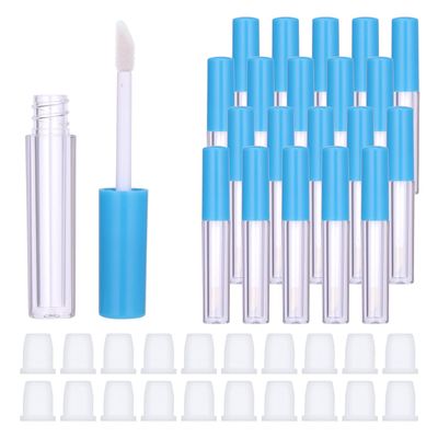 20Pcs Empty Lip Gloss Tubes Cute 1ml Blue Empty Lip Gloss Tubes with Wand Clear Refillable Lip Gloss Containers Empty DIY Lip Gloss Bottles with Rubber Stoppers