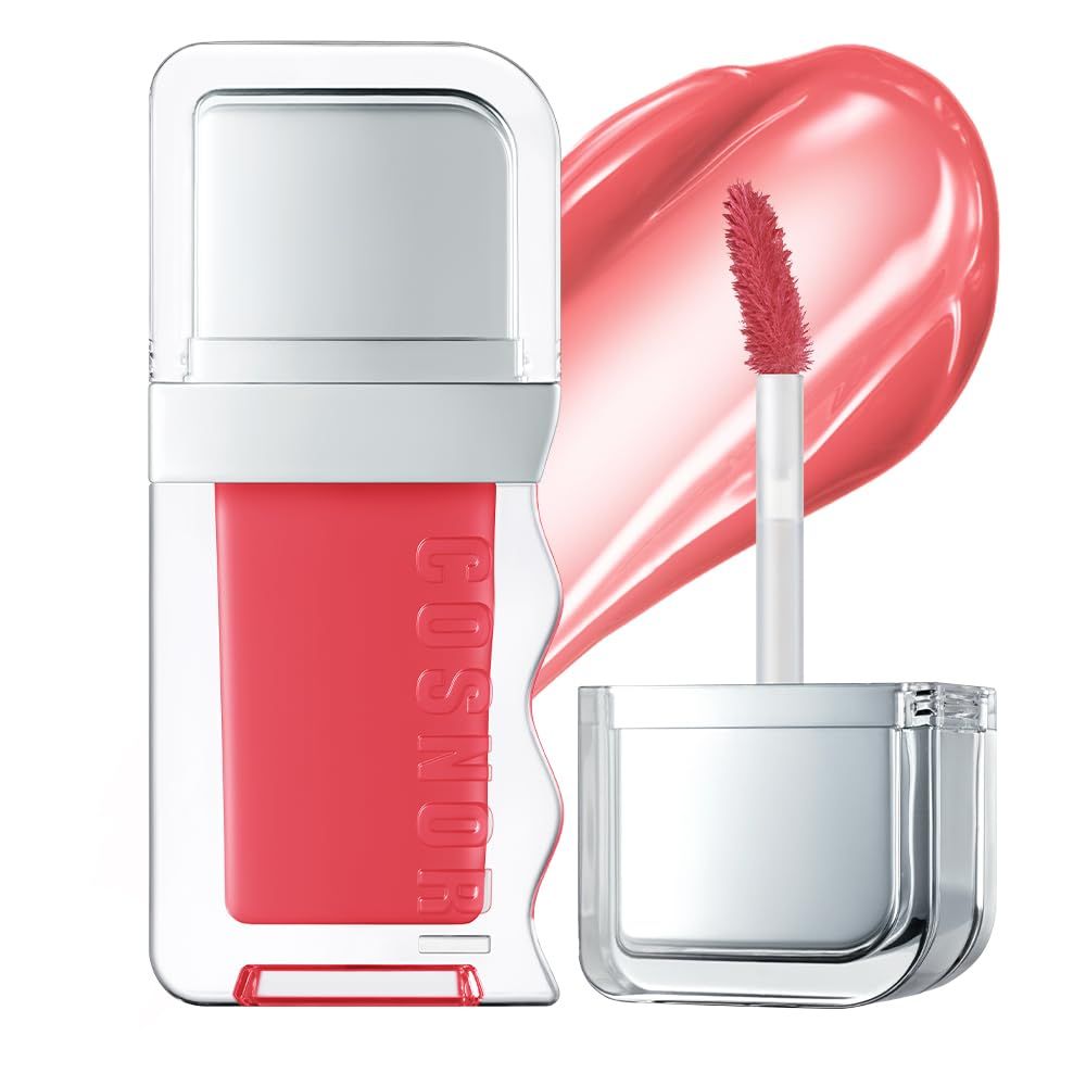 COSNORI Flow Wave Lip Tint - Vegan Glassy Lip Gloss, Lightweight &amp; Long-lasting, Plant-derived Oil Moisturizer, K-Beauty (06 DEAR)