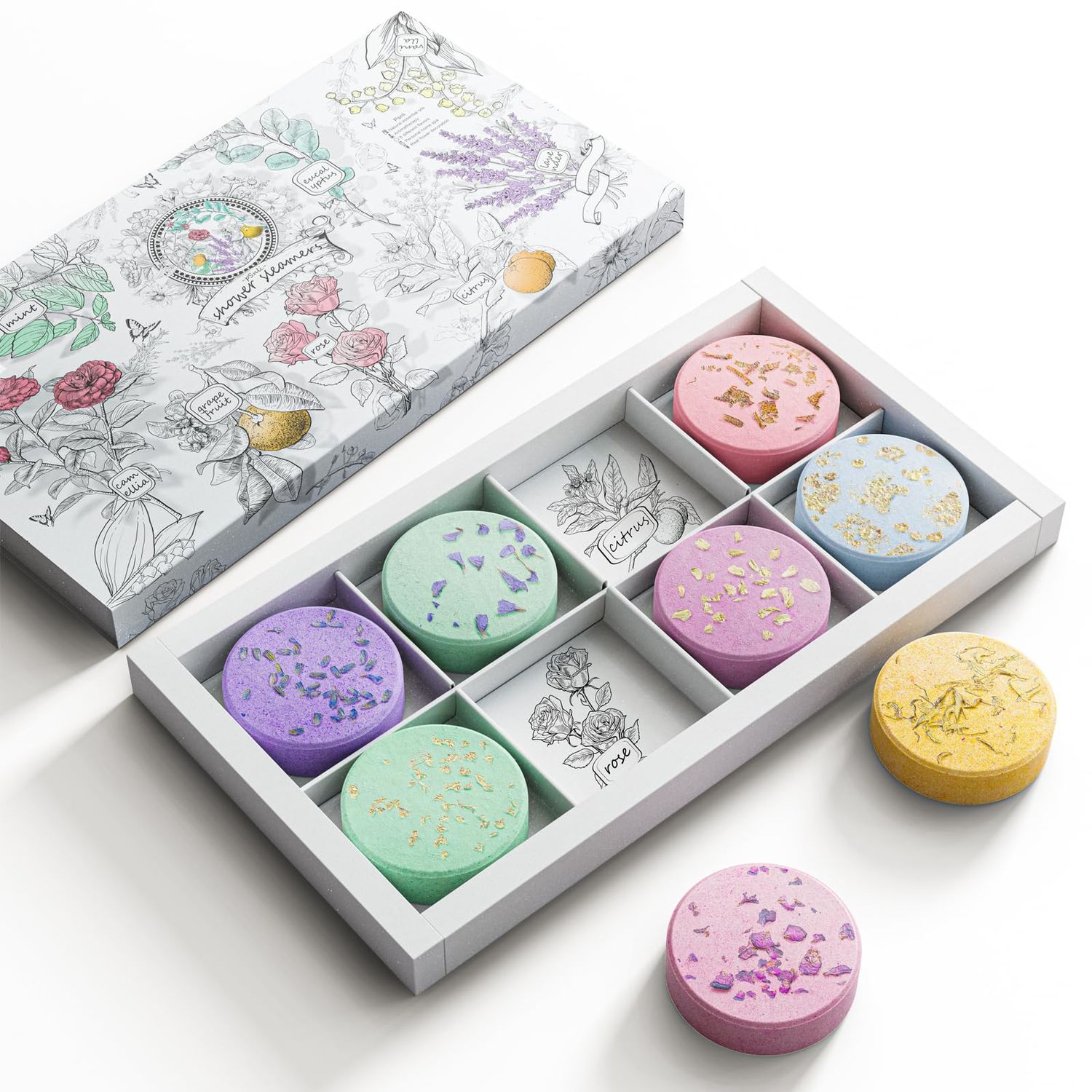 Psnli Shower Steamers Aromatherapy Stocking Stuffers 8 Scents, Valentines Day Gifts for Her Birthdays Gifts for Mom Elegant Packaging, Lavender Natural Essential Oil Home Spa Self Care &amp; Relaxing