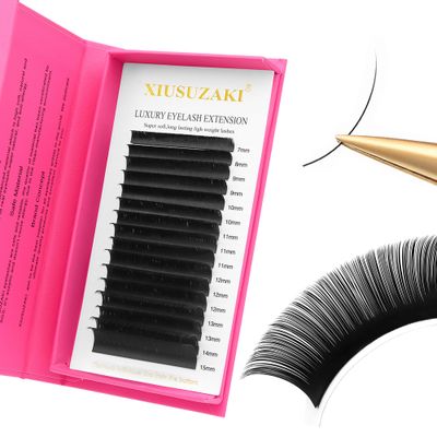 Eyelash Extensions 0.15mm Thickness Classic Lash Extensions D Curl Lashes Mix 7-15mm Pestaas Pelo a Pelo Matte Black Classic Lashes Soft Lash Trays Individual Lashes Professional Use(0.15-D,7-15mm)