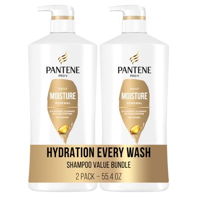 Pantene Daily Moisture Renewal Shampoo with Hair Mask Treatment, Pro-V for Dry Damaged Hair, Antioxidant-Rich, Hydrating &amp; Nourishing, Safe for Color-Treated Hair, 27.7 Fl Oz Each, 2 Pack
