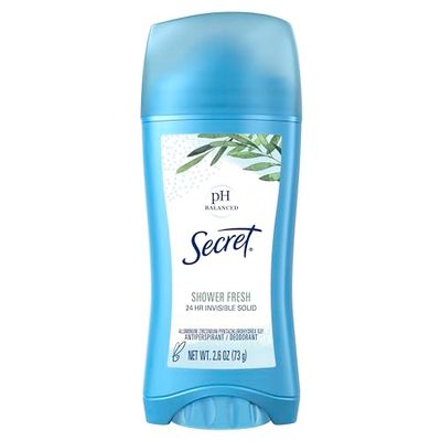 Secret Antiperspirant and Deodorant for Women, 24hr Sweat &amp; Odor Protection, PH Balanced Protection, Gentle on Skin, Invisible Solid, Shower Fresh Scent, 2.6 oz
