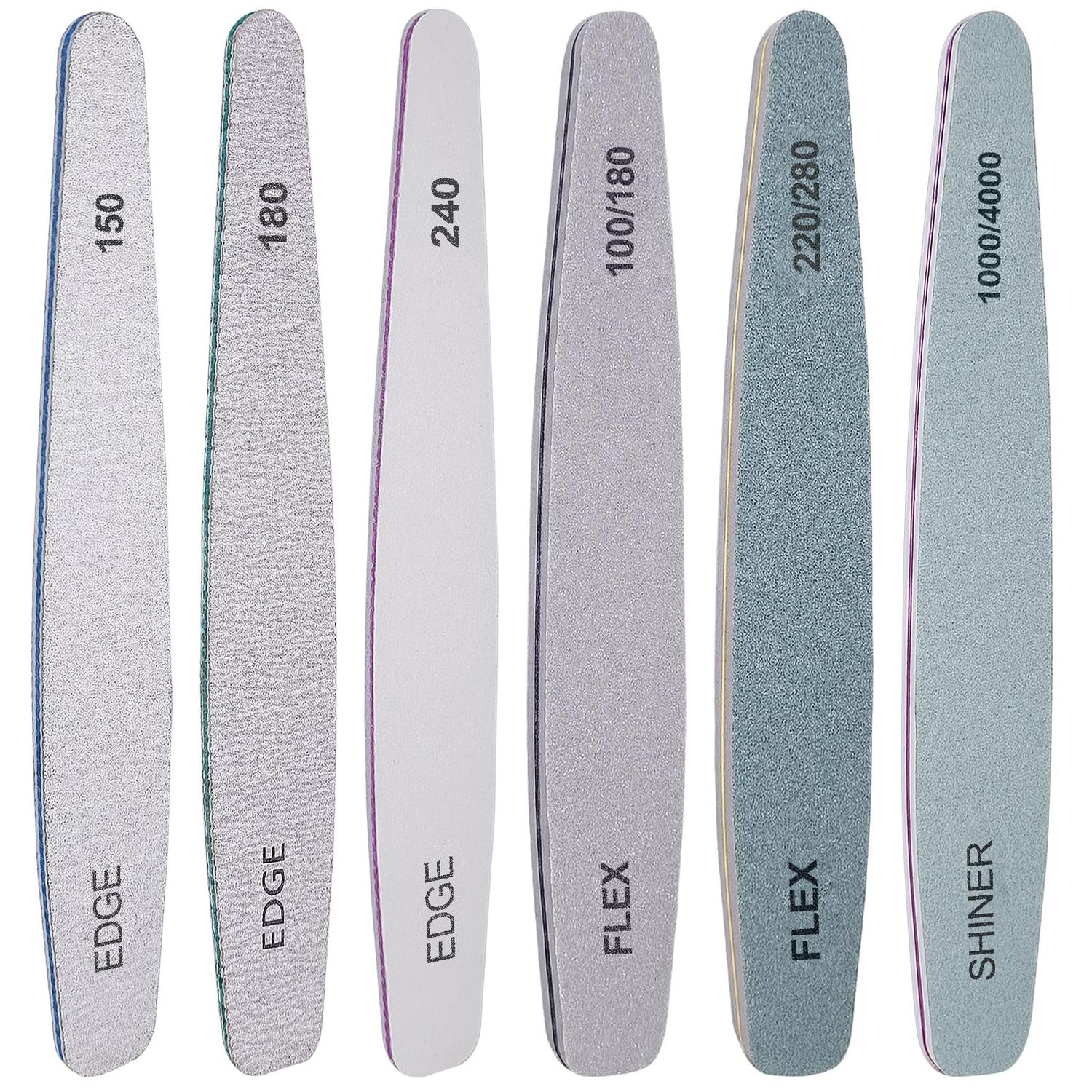 Nail File and Buffer Set, 6 Pcs Professional Nail File Kit for Acrylic and Natural Nails, 10015018022024028010004000 Grit Soft Nail Filer Gel Nail Files &amp; buffers Filing Emery Board Home Salon