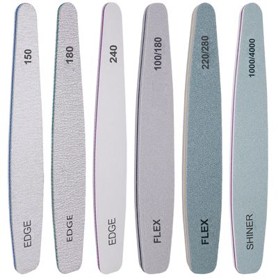 Nail File and Buffer Set, 6 Pcs Professional Nail File Kit for Acrylic and Natural Nails, 10015018022024028010004000 Grit Soft Nail Filer Gel Nail Files &amp; buffers Filing Emery Board Home Salon