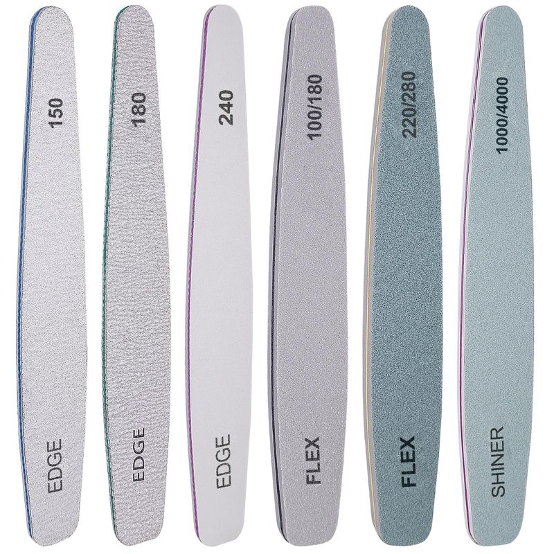 Nail File and Buffer Set, 6 Pcs Professional Nail File Kit for Acrylic and Natural Nails, 10015018022024028010004000 Grit Soft Nail Filer Gel Nail Files &amp; buffers Filing Emery Board Home Salon