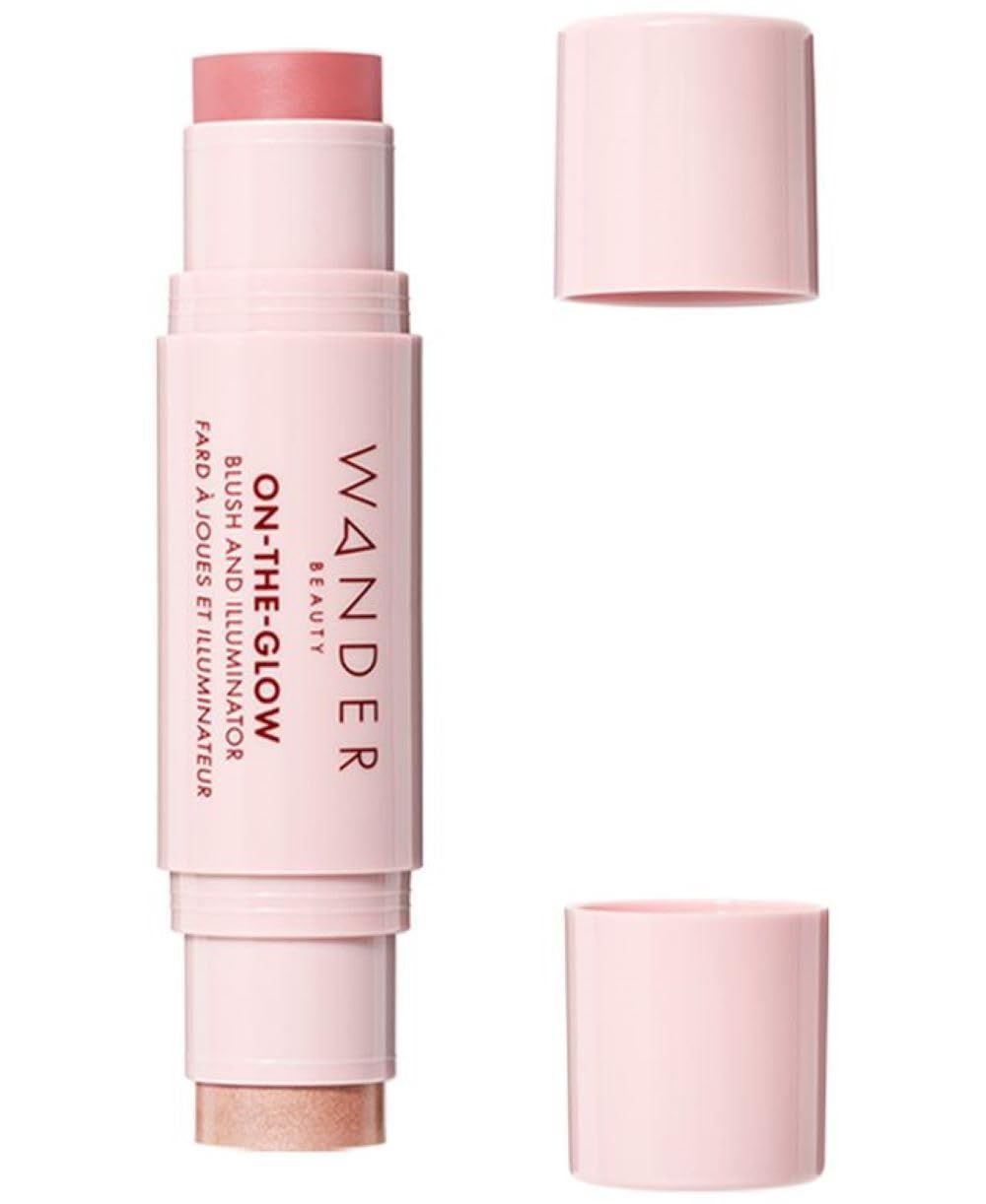 Wander Beauty On-the-Glow Blush and Illuminator - Coral RoseNude Glow - 7-in-1 Hydrating Cream Blush &amp; Highlighting Stick - Stick Blush for Cheeks, Lip, &amp; Body - Highlighter Makeup &amp; Blush - 0.4 oz