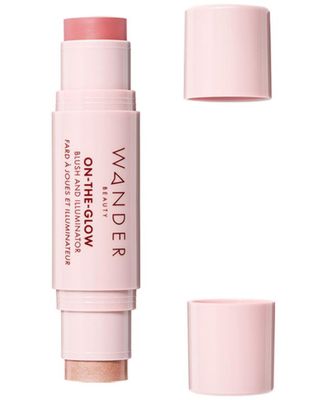 Wander Beauty On-the-Glow Blush and Illuminator - Coral RoseNude Glow - 7-in-1 Hydrating Cream Blush &amp; Highlighting Stick - Stick Blush for Cheeks, Lip, &amp; Body - Highlighter Makeup &amp; Blush - 0.4 oz