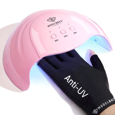 Modelones UV Light for Gel Nails with UV Gloves, 48 W Nail Dryer with 3 Timer Settings, Nail Lamps for Gel Polish, Professional UPF99 UV Protection Gloves for Nail Art Manicure