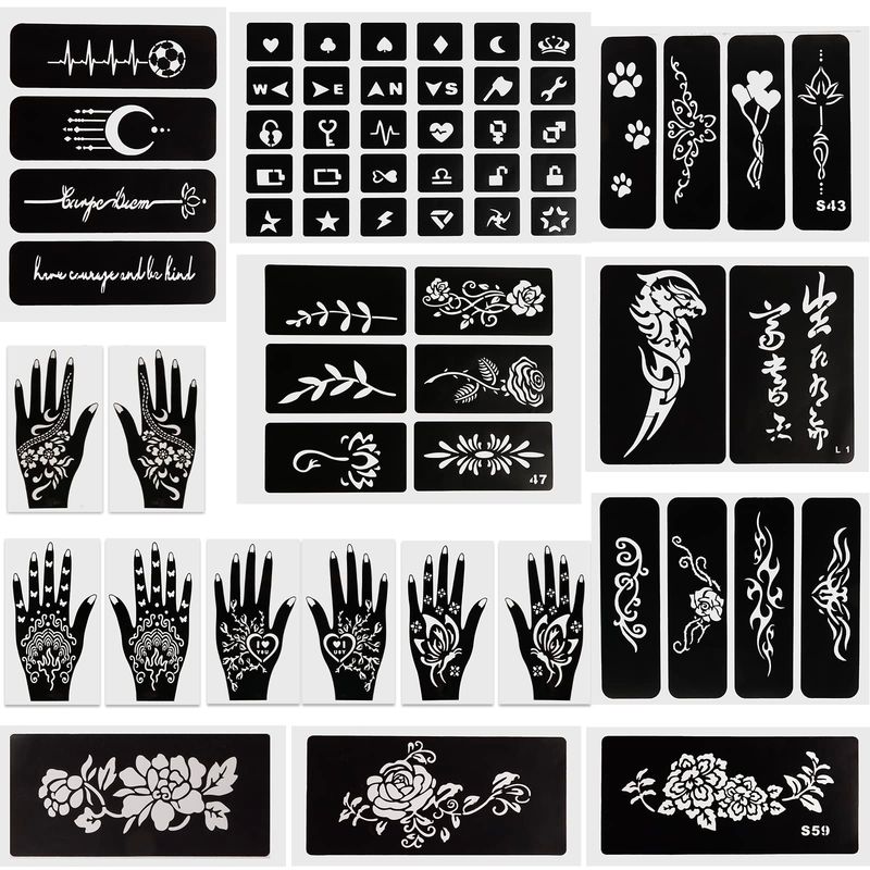 Kapopi Henna Tattoo Stencil Kit, Henna sexy temporary tattoo stickers For Women, girls and teenagersBody Art Painting (Henna Tattoo Kit A)