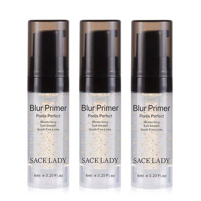 SACE LADY Face Makeup Primer Set, Big Pores Minimizer Perfect Cover, Matte Blur Pore Eraser Filler, Smooth Fine Lines Wrikles, Makeup Base Foundation Primer Gold Foil Infused (6ml0.2Fl Oz,Pack of 3)