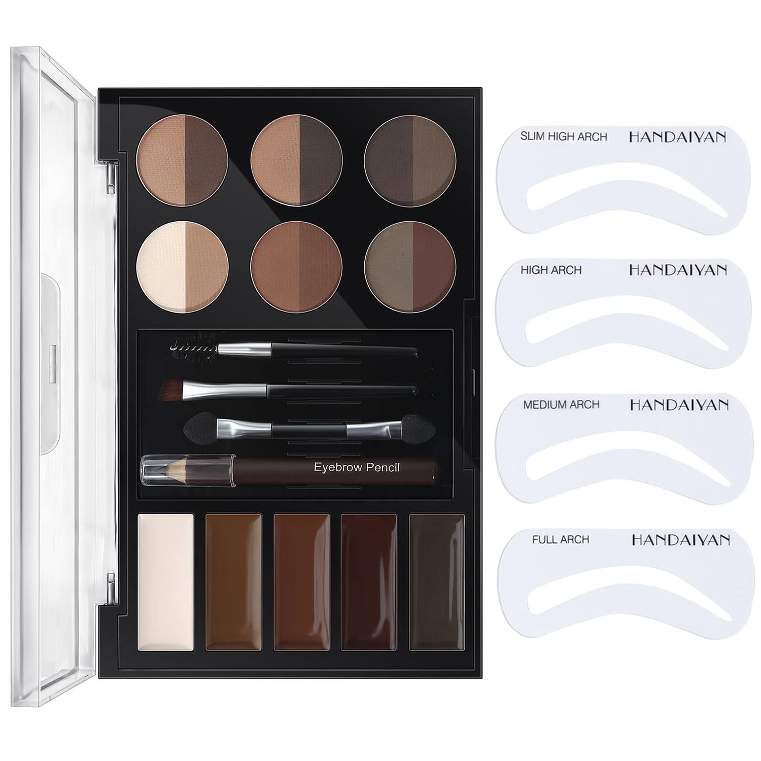 MAEPEOR Eye Brow Kit Waterproof Eyebrow Palette Set 12 Colors Eyebrow Powder 5 Colors Brow Wax 3 Brushes 1 Eyebrow Pencil for Novice and Professional (Set 00)