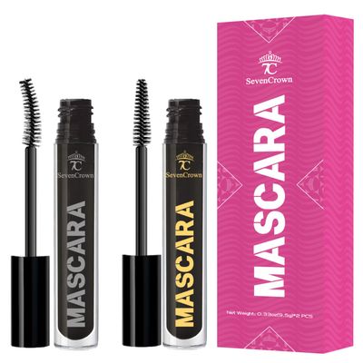 7C SEVENCROWN Mascara Black Waterproof Set |Curl &amp; Volume Vegan &amp; Cruelty-Free False Lash Effect | Holiday Gift for Beauty Lovers