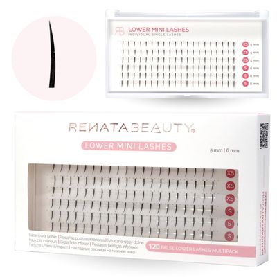 RB RENATA BEAUTY False Bottom Lashes - 120pcs Lower Lashes - Premium Individual Eyelashes Short 5mm6mm - Synthetic Fiber - Faux Individual Extensions with Invisible Flat Band - Matte Black