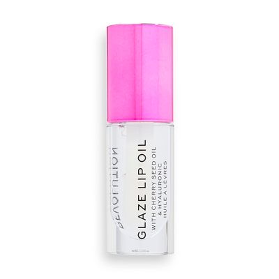 Revolution Beauty, Glaze Lip Oil, Hydrating &amp; Nourishing Formula, Infused with Vitamin E &amp; Hyaluronic Acid, Lust Clear, 0.15 Fl. Oz.