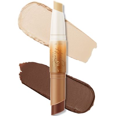 FOCALLURE 2 in 1 Cream Bronzer and Highlighter Stick,Non-greasy &amp; Non-drying Contour Pencil,Easy to Create a Natural Matte Finishing,Long Lasting &amp; Waterproof Face Brighten Make up Pen,MELTED BUTTER