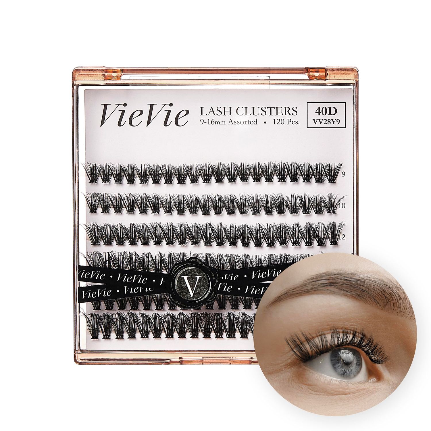 VieVie Lash Clusters 120pcs DIY Eyelash Extension Lashes, 30D 9-16mm Mix Individual Eyelashes, Natural Look DIY Lash Extension (40D)