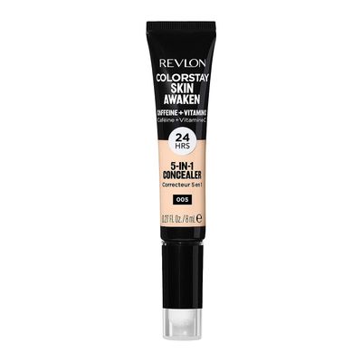 Revlon ColorStay Skin Awaken 5-in-1 Concealer, Lightweight, Creamy Longlasting Face Makeup with Caffeine &amp; Vitamin C, For Imperfections, Dark Circles &amp; Redness, 005 Fair, 0.27 Fl Oz